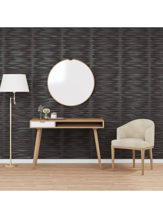 Nástěnné panely 12 ks černé 50 x 50 cm XPS 3 m² kámen