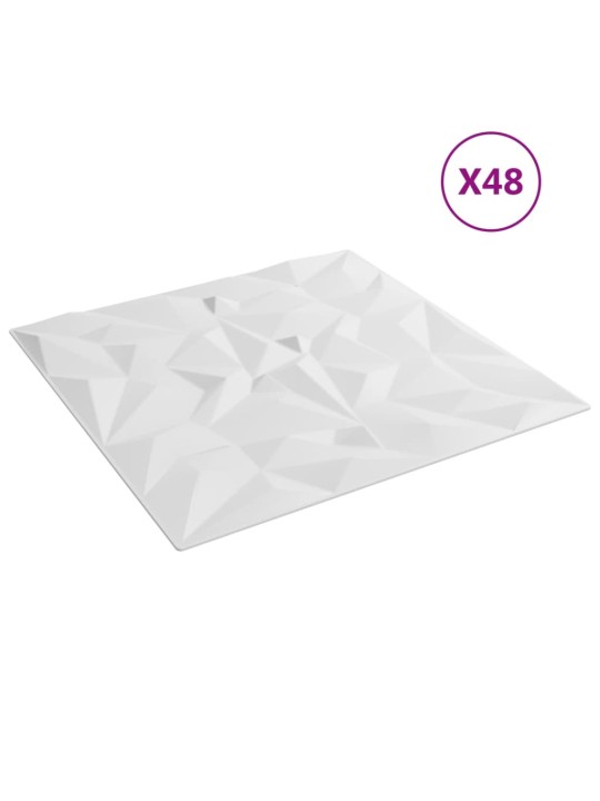 Nástěnné panely 48 ks bílé 50 x 50 cm XPS 12 m² ametyst