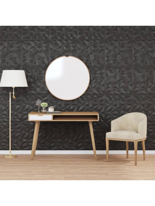 Nástěnné panely 12 ks černé 50 x 50 cm XPS 3 m² ametyst