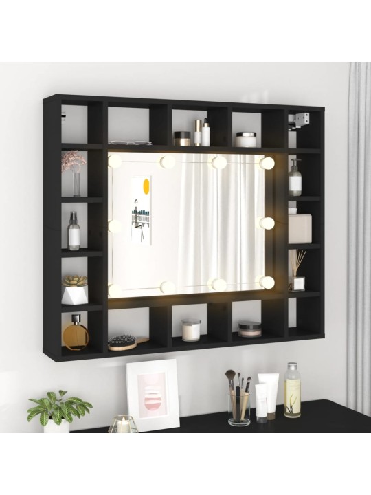 LED zrcadlová skříňka černá 91 x 15 x 76,5 cm