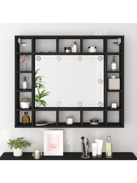 LED zrcadlová skříňka černá 91 x 15 x 76,5 cm