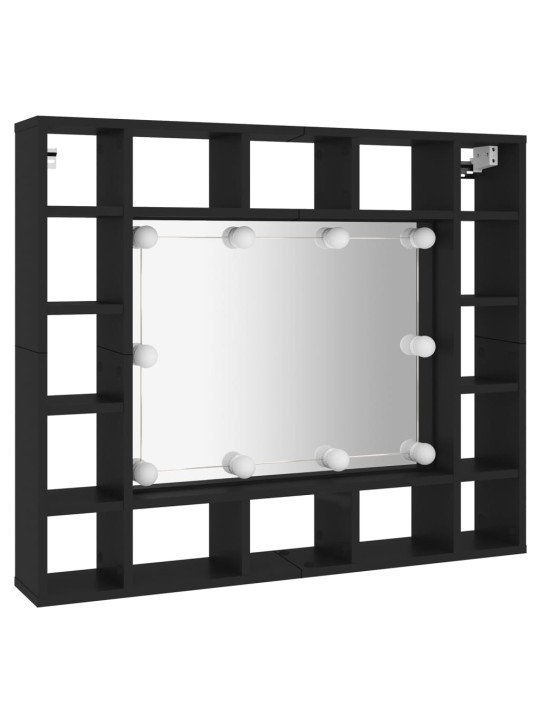 LED zrcadlová skříňka černá 91 x 15 x 76,5 cm