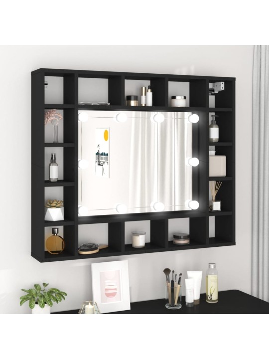 LED zrcadlová skříňka černá 91 x 15 x 76,5 cm