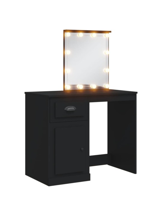 Toaletní stolek s LED osvětlením černý 90 x 42 x 132,5 cm