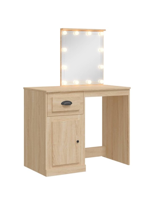 Toaletní stolek s LED osvětlením dub sonoma 90 x 42 x 132,5 cm