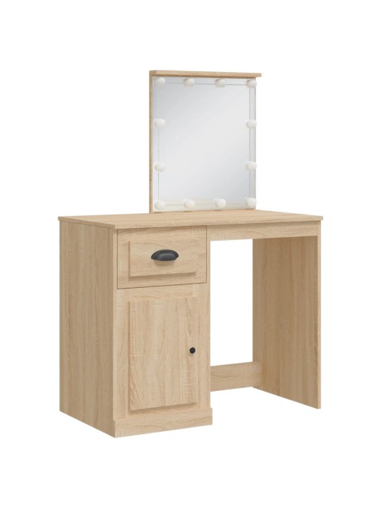 Toaletní stolek s LED osvětlením dub sonoma 90 x 42 x 132,5 cm