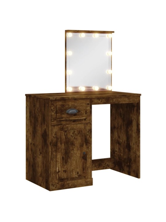 Toaletní stolek s LED osvětlením kouřový dub 90 x 42 x 132,5 cm