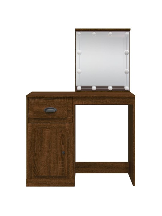Toaletní stolek s LED osvětlením hnědý dub 90 x 42 x 132,5 cm