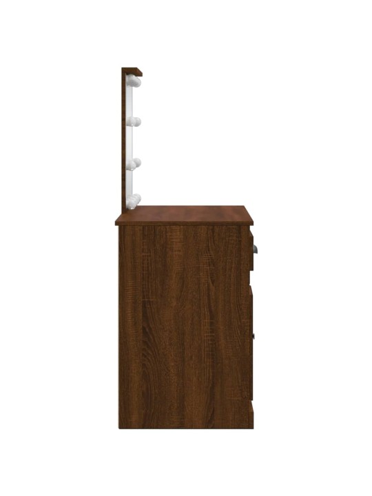 Toaletní stolek s LED osvětlením hnědý dub 90 x 42 x 132,5 cm