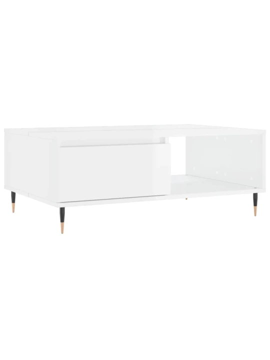 Konferenční stolek lesklý bílý 90 x 60 x 35 cm kompozitní dřevo