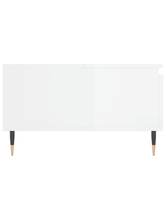 Konferenční stolek lesklý bílý 90 x 60 x 35 cm kompozitní dřevo