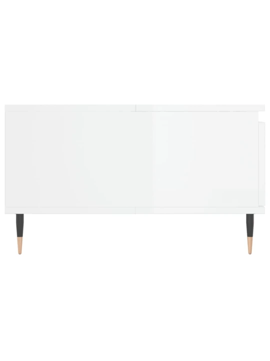 Konferenční stolek lesklý bílý 90 x 60 x 35 cm kompozitní dřevo