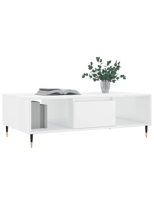 Konferenční stolek lesklý bílý 104x60x35 cm kompozitní dřevo