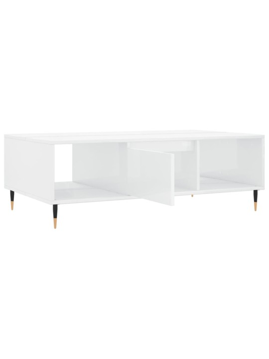 Konferenční stolek lesklý bílý 104x60x35 cm kompozitní dřevo