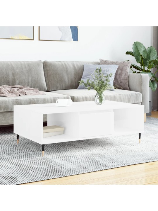 Konferenční stolek lesklý bílý 104x60x35 cm kompozitní dřevo