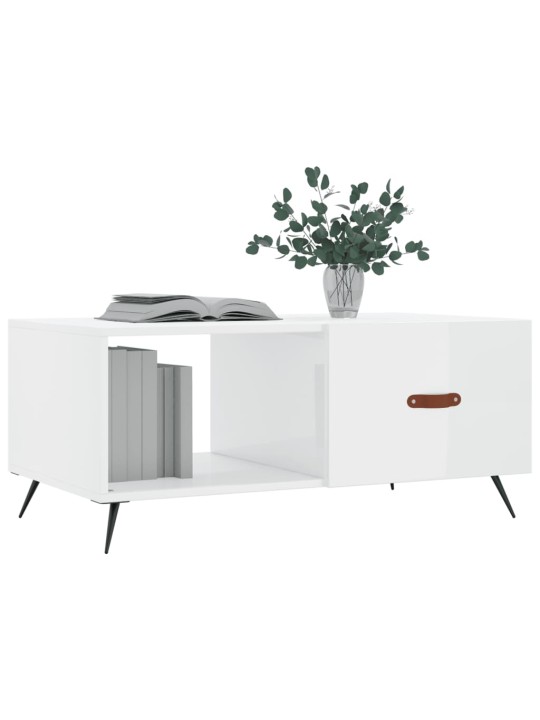 Konferenční stolek lesklý bílý 90 x 50 x 40 cm kompozitní dřevo
