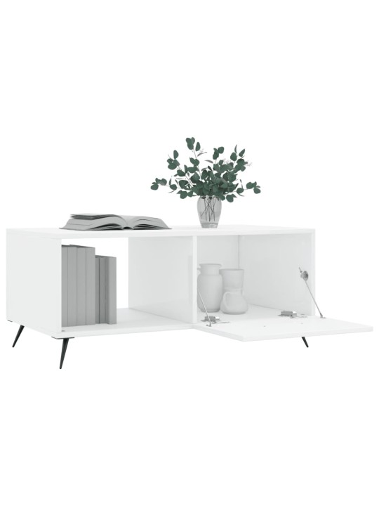 Konferenční stolek lesklý bílý 90 x 50 x 40 cm kompozitní dřevo