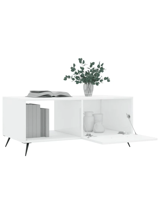 Konferenční stolek lesklý bílý 90 x 50 x 40 cm kompozitní dřevo