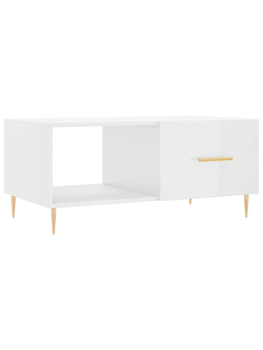 Konferenční stolek lesklý bílý 90 x 50 x 40 cm kompozitní dřevo