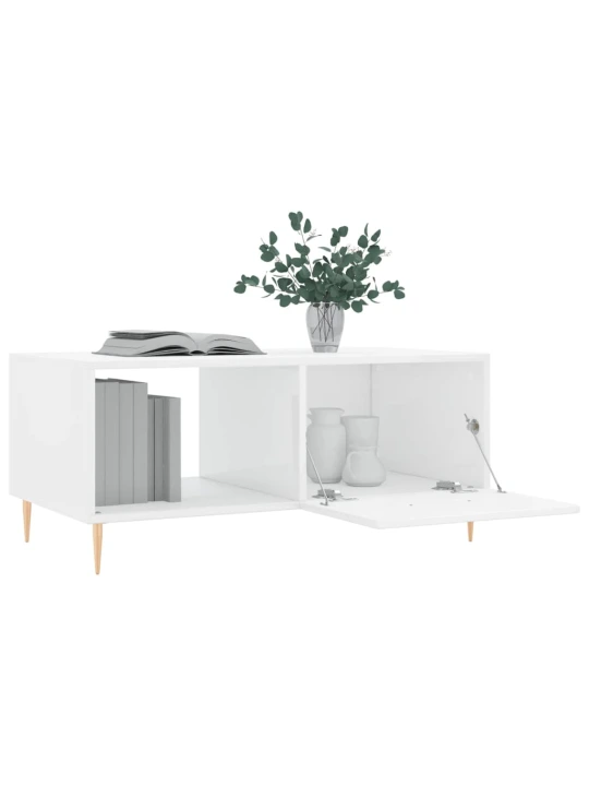 Konferenční stolek lesklý bílý 90 x 50 x 40 cm kompozitní dřevo