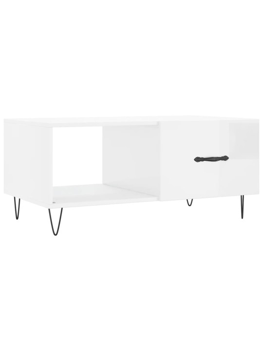 Konferenční stolek lesklý bílý 90 x 50 x 40 cm kompozitní dřevo