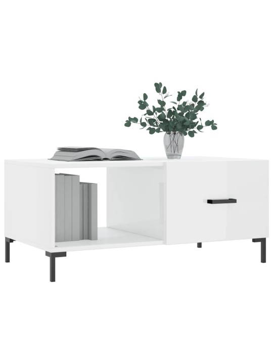 Konferenční stolek lesklý bílý 90 x 50 x 40 cm kompozitní dřevo