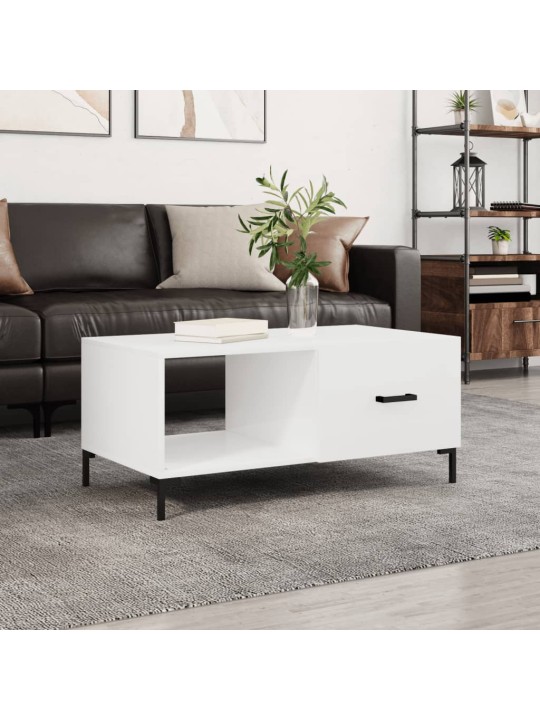 Konferenční stolek lesklý bílý 90 x 50 x 40 cm kompozitní dřevo