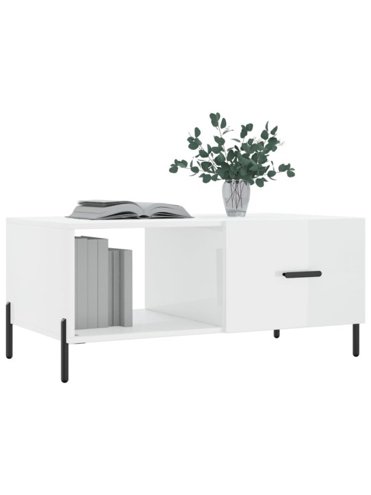 Konferenční stolek lesklý bílý 90 x 50 x 40 cm kompozitní dřevo