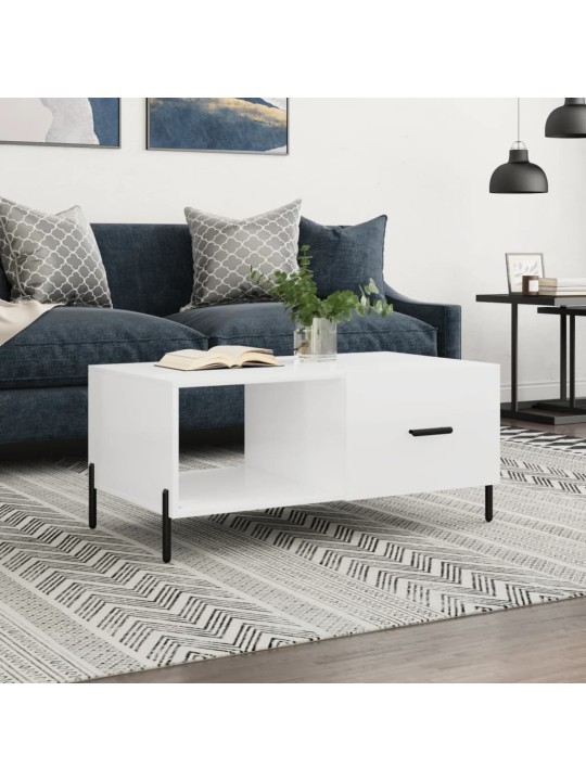 Konferenční stolek lesklý bílý 90 x 50 x 40 cm kompozitní dřevo