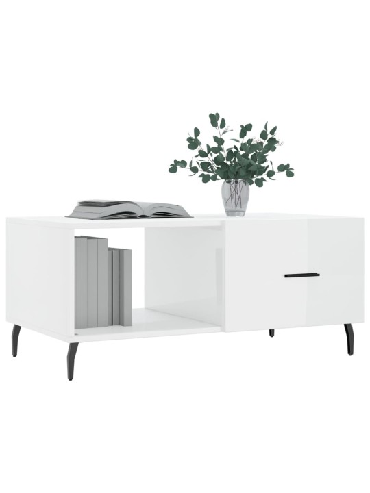 Konferenční stolek lesklý bílý 90 x 50 x 40 cm kompozitní dřevo