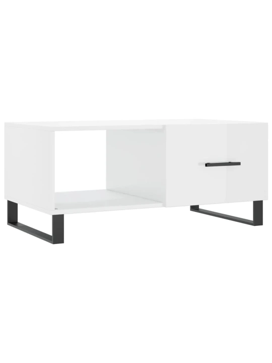 Konferenční stolek lesklý bílý 90 x 50 x 40 cm kompozitní dřevo