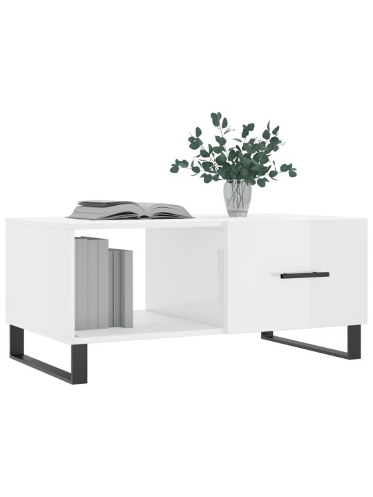 Konferenční stolek lesklý bílý 90 x 50 x 40 cm kompozitní dřevo
