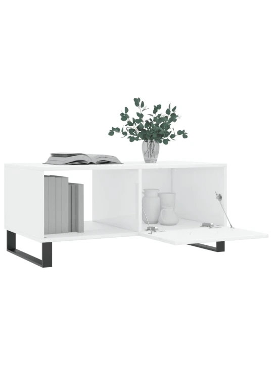 Konferenční stolek lesklý bílý 90 x 50 x 40 cm kompozitní dřevo