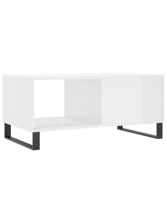 Konferenční stolek lesklý bílý 90 x 50 x 40 cm kompozitní dřevo