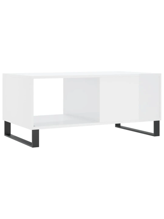 Konferenční stolek lesklý bílý 90 x 50 x 40 cm kompozitní dřevo