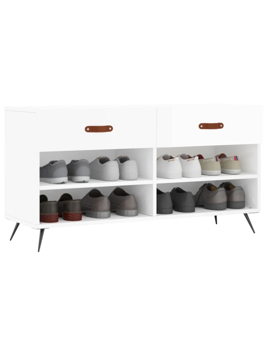Botník bílý s vysokým leskem 102 x 35 x 55 cm kompozitní dřevo