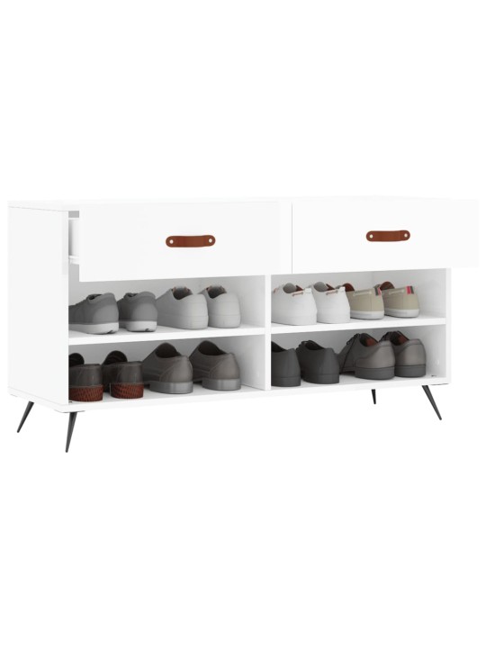 Botník bílý s vysokým leskem 102 x 35 x 55 cm kompozitní dřevo