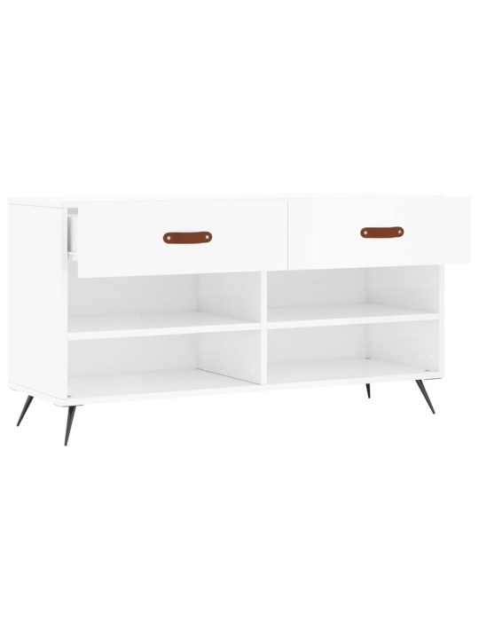 Botník bílý s vysokým leskem 102 x 35 x 55 cm kompozitní dřevo