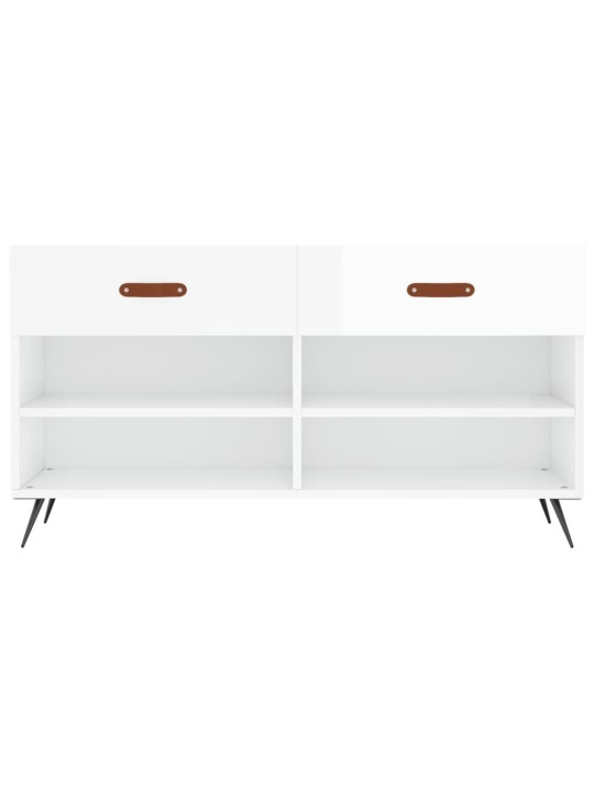 Botník bílý s vysokým leskem 102 x 35 x 55 cm kompozitní dřevo