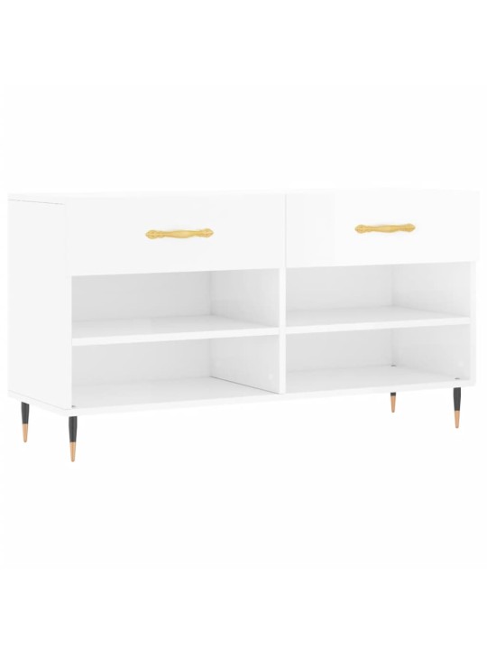 Botník bílý s vysokým leskem 102 x 35 x 55 cm kompozitní dřevo