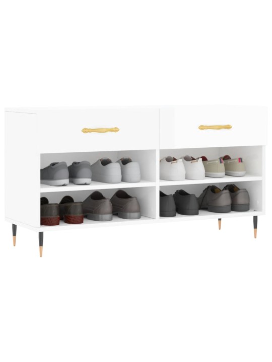 Botník bílý s vysokým leskem 102 x 35 x 55 cm kompozitní dřevo