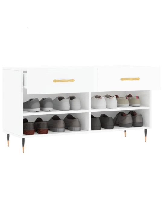 Botník bílý s vysokým leskem 102 x 35 x 55 cm kompozitní dřevo