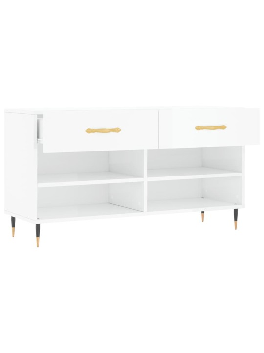 Botník bílý s vysokým leskem 102 x 35 x 55 cm kompozitní dřevo