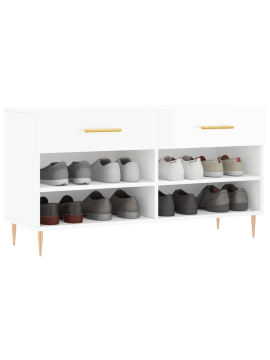 Botník bílý s vysokým leskem 102 x 35 x 55 cm kompozitní dřevo