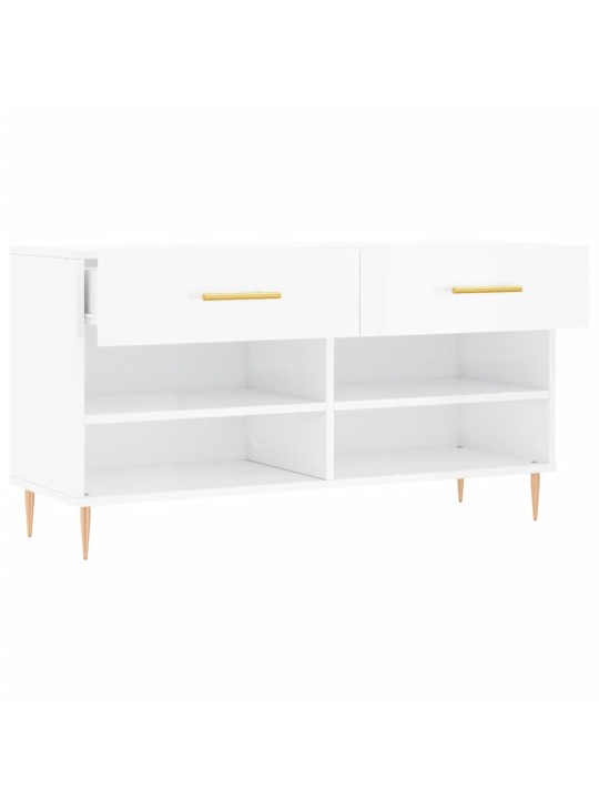 Botník bílý s vysokým leskem 102 x 35 x 55 cm kompozitní dřevo