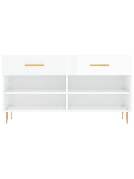 Botník bílý s vysokým leskem 102 x 35 x 55 cm kompozitní dřevo
