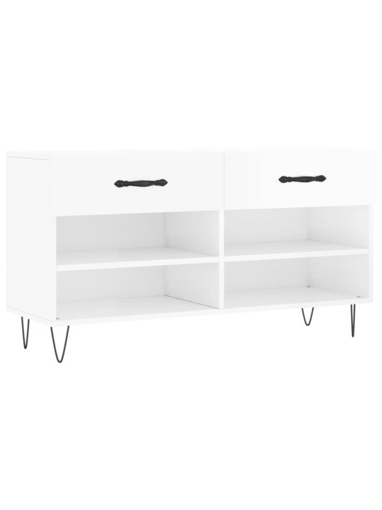 Botník bílý s vysokým leskem 102 x 35 x 55 cm kompozitní dřevo