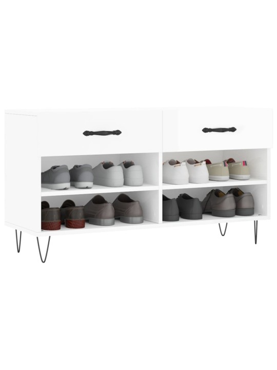 Botník bílý s vysokým leskem 102 x 35 x 55 cm kompozitní dřevo