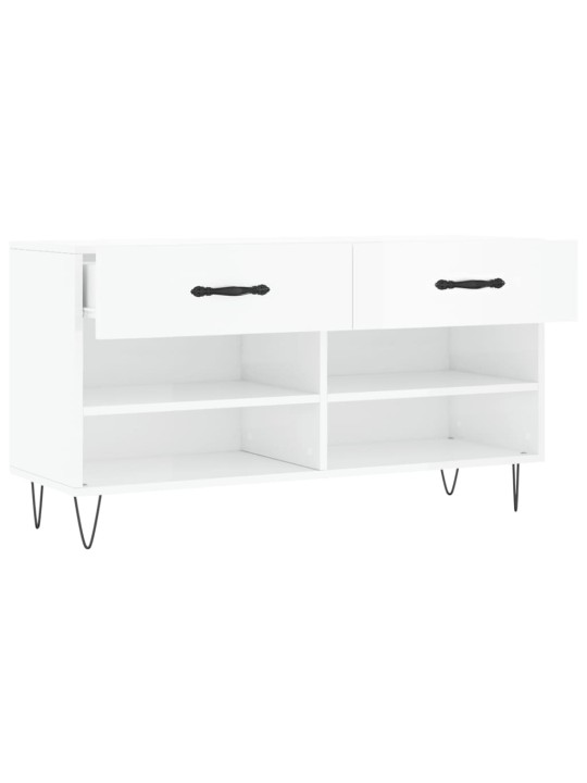 Botník bílý s vysokým leskem 102 x 35 x 55 cm kompozitní dřevo