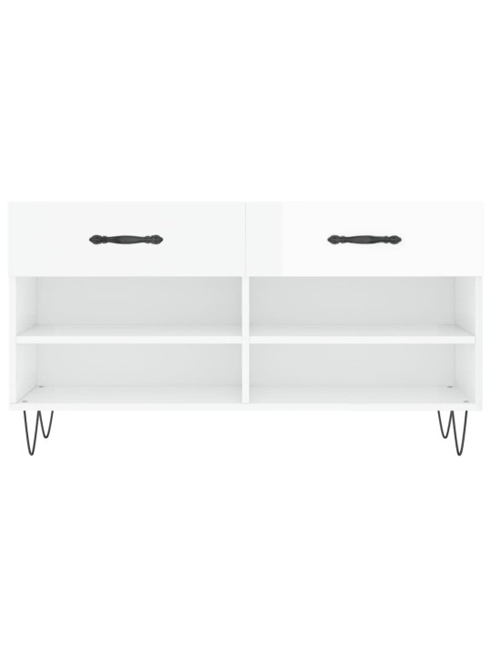Botník bílý s vysokým leskem 102 x 35 x 55 cm kompozitní dřevo